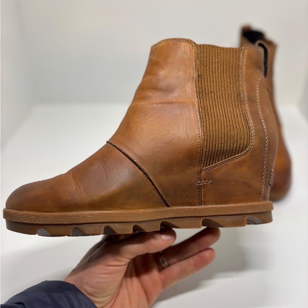 Sorel NL3022 Leather Chelsea Boots Brown Waterproof Lug Sole Women’s 10.5 - Picture 13 of 15